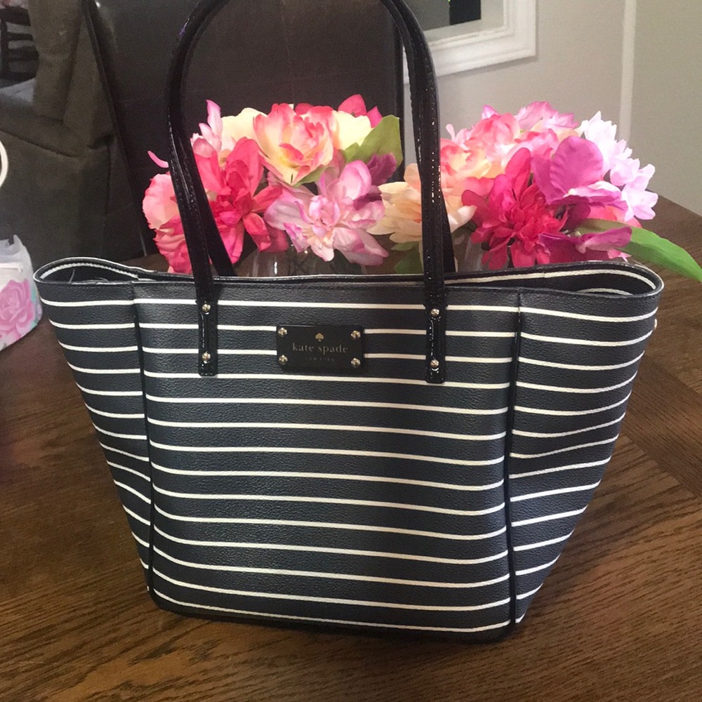 Navy & white stripe Kate Spade Tote